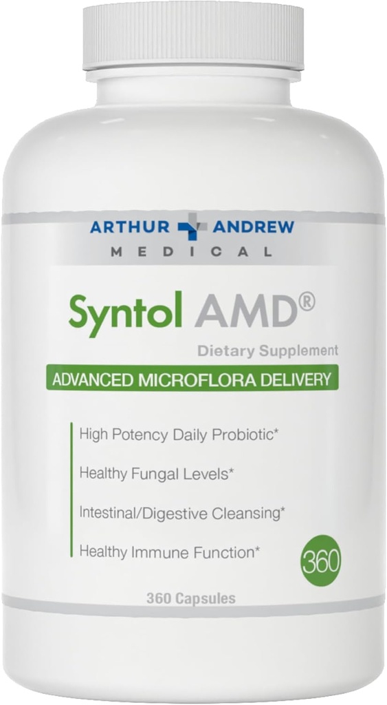 Arthur Andrew Medical, Syntol, 3-en-1 Fórmula con Probióticos, Fibra Prebiótica y Multi-Enzimas de limpieza de levadura, 360