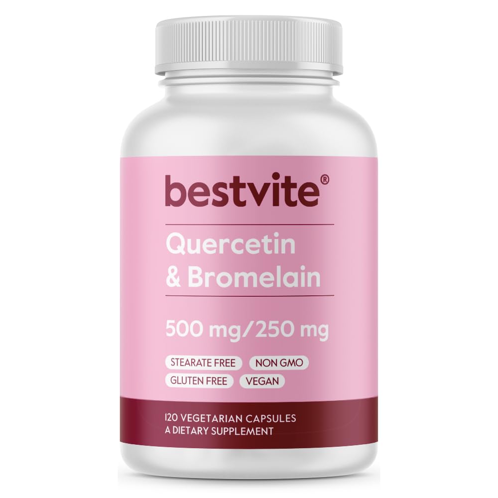 BestVITE Quercetina con Bromelain 500mg/250mg (120 cápsulas vegetarianas) - No Stearates - No Silicon Dioxide - Vegan - No GMO - Gluten Free