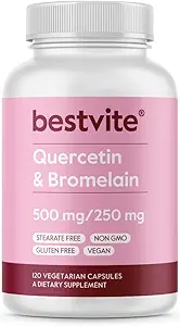 BestVITE Quercetina con Bromelain 500mg/250mg (120 cápsulas vegetarianas) - No Stearates - No Silicon Dioxide - Vegan - No GMO - Gluten Free