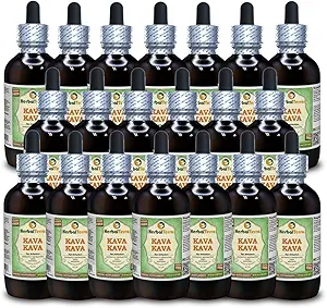 Kava Kava (Piper Methysticum) Glycerite, Dried Root Alcohol-Free Liquid Extract (Marca: HerbalTerra, Proudly Made in USA) 20x4 fl.oz (20x120 ml)