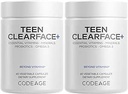 Codeage Teen Clearface Adolescent Face, Skin & Pimples, Vitaminas A, C, D3, E, Pantothenic Acid, Niacin, Zinc Supplement Teenagers, Probiotics, L-Lysine, Omega-3, Oily Skin, Pores, Spots - 2 Pack