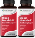 LifeSeasons Blood Nourish-R - Iron Supplement - Non Constipating - Supports Anemia, Fatigue, Paleness & Dizziness - Blood Building - Iron, Alfalfa, Raspberry & Vitamina B-12-60 Capsules (Pack of 2)
