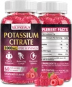 Gummies de citrato de potasio, suplemento de potasio alto (1000mg), apoya los calambres de las piernas y la salud muscular, adecuado para adultos " niños " , Vegan, no GMO, 60-Count