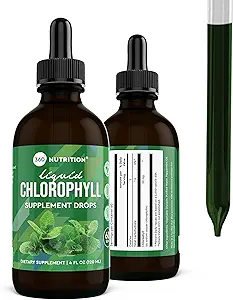 360 gotas líquidas Chlorophyll Nutrición con aceite de menta, suplemento desodorante interno del cuerpo GF & Vegan, apoya la salud de Gut, la digestión, energía, la piel radiante, absorción rápida (4 Fl Oz (1 Conde))