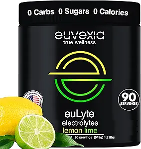 Dr Ekberg euLyte Instant Hydration Electrolytes Powder Zero Sugar Carb Calorie Lemon Lime Drink Mix • 80+ Minerales Magnesium Potassium Calcium Trace Minerals • Fasting Keto Stevia • 90 Servings