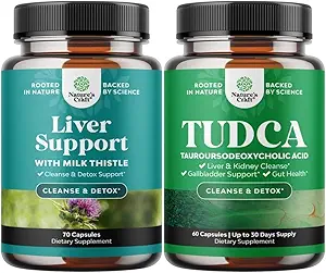 Bundle of Liver Cleanse Detox " Repair Formula and Advanced TUDCA Liver Support Supplement - with Milk Thistle Dandelion Root Turmeric and Artichoke Extract - Extra Strength TUDCA 500mg Bile Salts