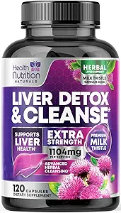 Gentle Liver Cleanse Detox " Repair Formula - Advanced Liver Support Supplement with Silymarin Milk Thistle, Dandelion Root, Artichoke Extract, Turmeric, Choline, " Beetroot - 120 Veggie Capsules
