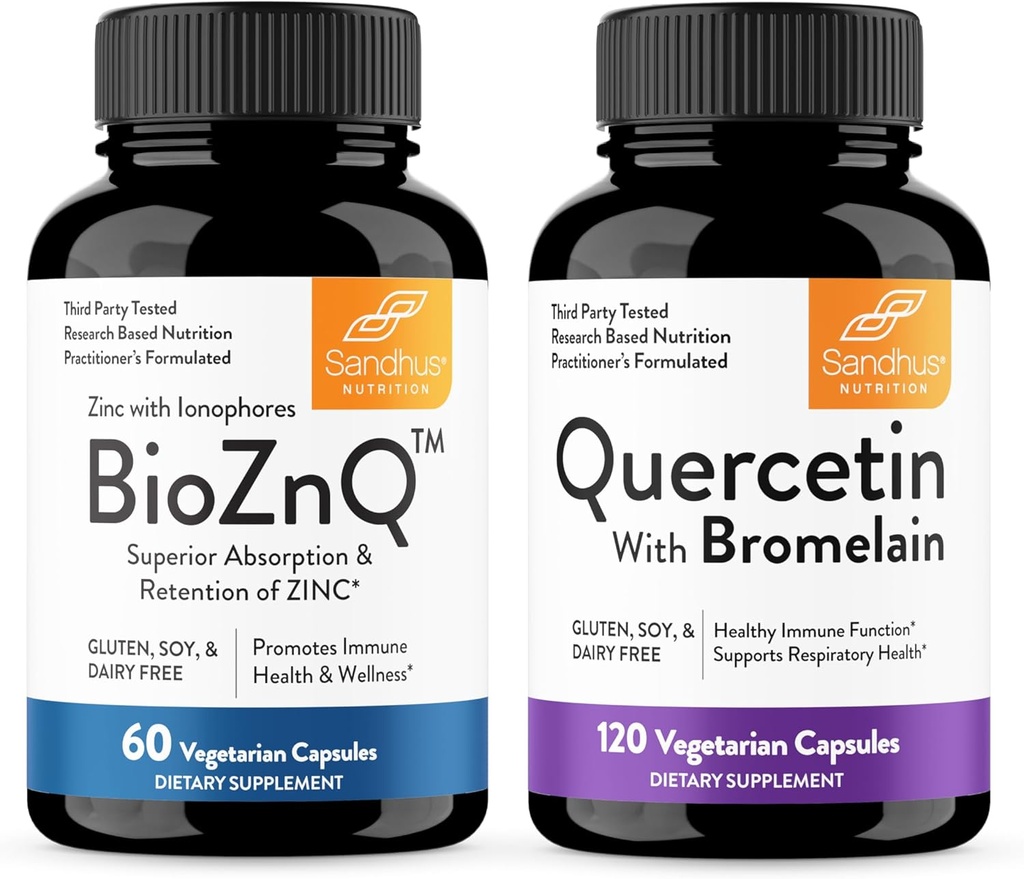 Suplemento Zinc de Sandhu con Ionophores con Absorción Superior " Quercetina con Bromelain 1000mg Por Serving Bioflavonoids Suplemento Complejo vidas soporta Immune &amp; Respiratory Health