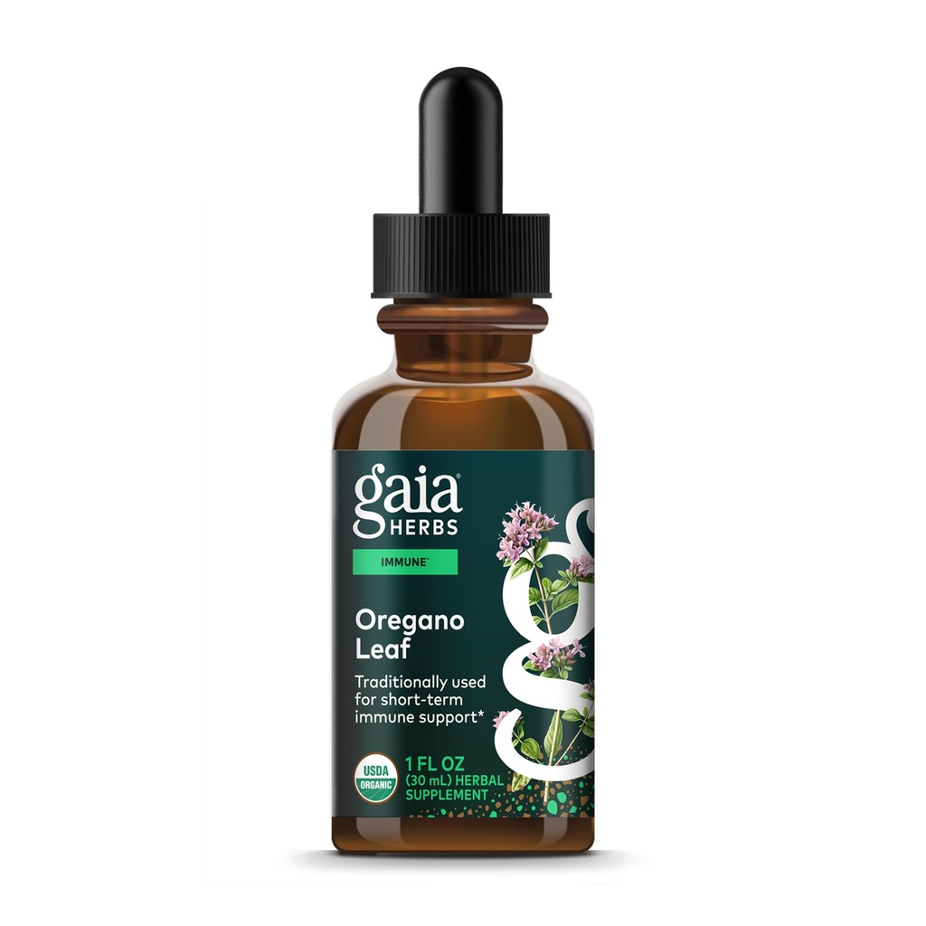 Gaia Herbs Oregano Leaf - Immune Support Herbal Supplement* - with Oregano Leaf Extract - Certified Organic - 1 Fl Oz (23 Servings)