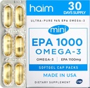 HAIM EPA1000 MINI – Pura EPA Fish Oil Suplemento – 1.100mg Omega-3 para el corazón, cerebro y salud conjunta – alta potencia, Burpless Softgels – pequeñas cápsulas fáciles de cambiar – 60 Softgels – Hecho en EE.UU.