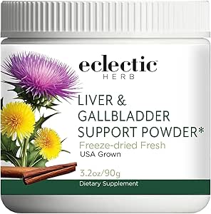 ECLECTIC INSTITUTE Raw Freeze-Dried Non-GMO Organic Liver and Gallbladder Support  Whole Food Powder with Milk Thistle, Beet Juice, Dandelion, Turmeric, Cinnamon tención 90 gramos