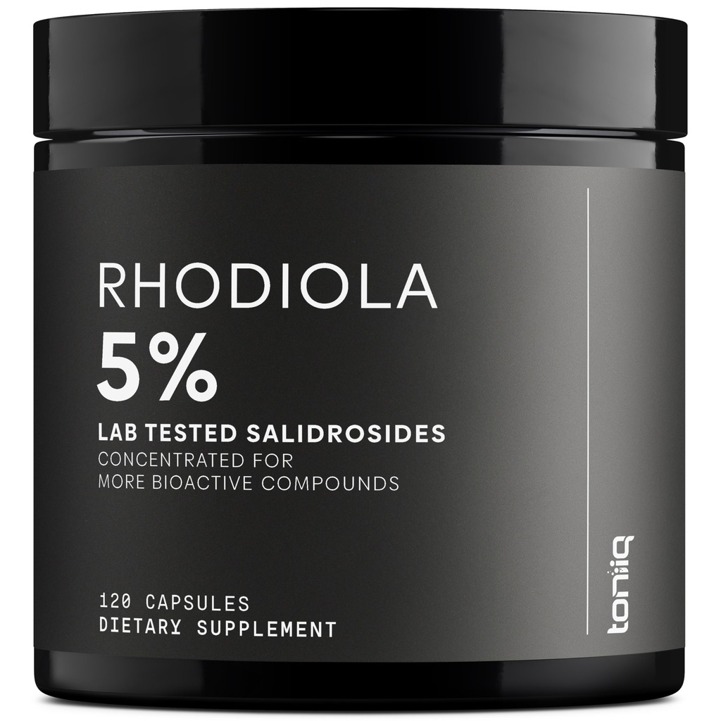 Toniiq Triple-Strength 600mg Rhodiola Rosea - 120 cápsulas - 5% Salidroside Concentrated Extract - Highly Purified and Bioavailable