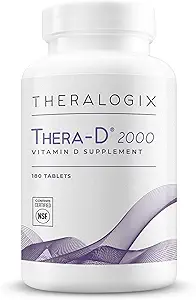 Theralogix Thera-D 2000 Vitamina D Suplemento - 2.000 UI (50 mcg) Vitamina D3 Tablets - 180-Day Supply - Immune Support Supplement for Women &amp; Men - Aids Bone & Heart Health - NSF Certified -180 Tablets
