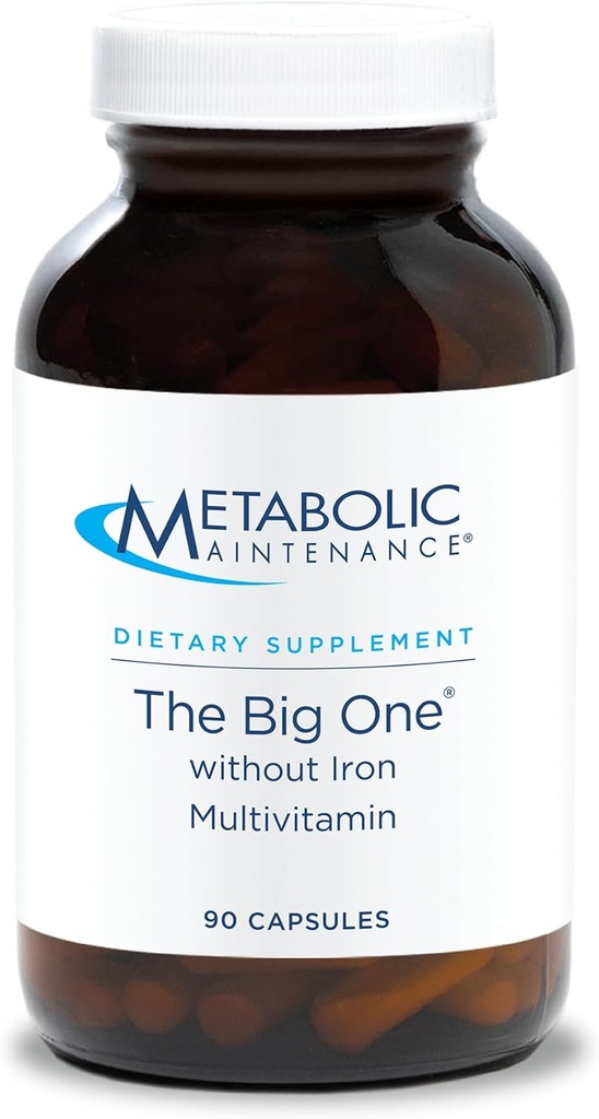 Mantenimiento metabólico El Grande - Una vez Daily Iron-Free Multivitamin Suplemento Mineral - Folate, B Vitaminas, Biotina, Antioxidantes + Vitamina K, Immune Support Nutrients Vitamina A + C (90 cápsulas)