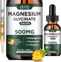 Magnesium Glycinate 500mg - Liquid Magnesium Drops, Ashwagandha, L - Theanine, Chamomile - Calm &amp; Stress Relief, Relaxation, Restful Sleep, Muscle Heart Health, Vegan - 2 Fl Oz (30 días)