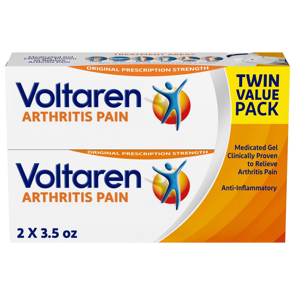 Voltaren Arthritis Pain Gel for Powerful Topical Arthritis Pain Relief with Diclofenac - NEW Easy Open Cap - 100 g x 2