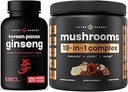 NutraChamps 10-in-1 Mushrooms Powder & Ginseng - Ultimate Energy, Stamina & Cognition Support Bundle.