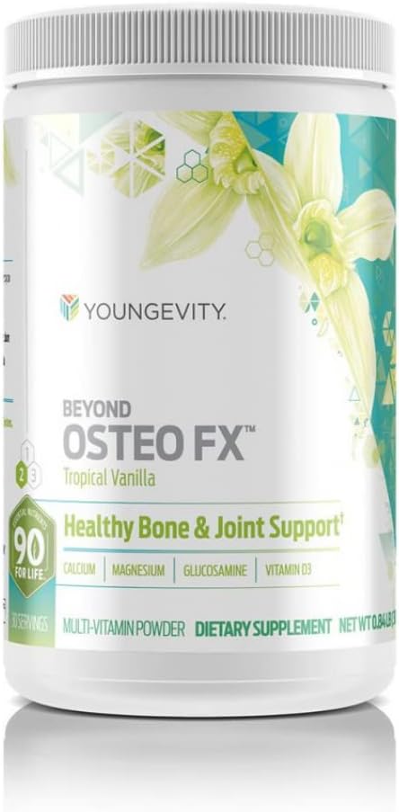 Youngevity Beyond Osteo-FXTM Powder – 1200 mg con Vitamin D3, Tri-Calcium Phosphate, Magnesium y Zinc – Suplemento de Citrato de Calcio para Mujeres y Hombres – No GMO, Libre de gluten – Vanilla tropical