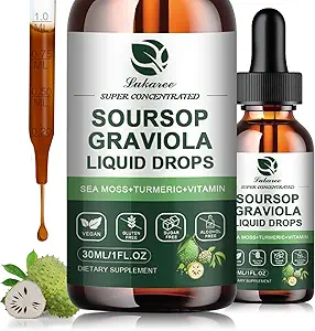 (2 Pack) Soursop Graviola Leaf Extract Liquid Drop Plus Pure Botanical Sea Moss for Cell Support &amp; Regeneración, Inmunity, Liver, Gut & Antioxidant - Soursop Bitters Liquid, Natural Flavor, 1 Fl Oz
