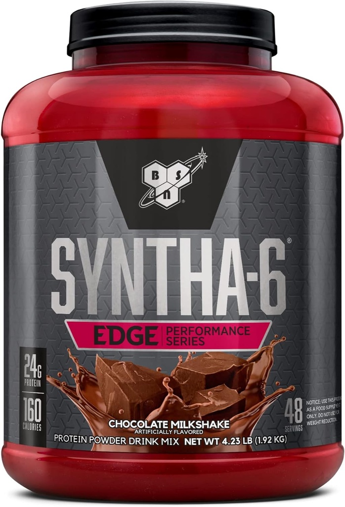 BSN SYNTHA-6 EDGE Protein Powder, con Hidrolyzed Whey, Micellar Casein, Milk Protein Isolate, Bajo Sugar, 24g Protein, Chocolate Milkshake, 48 Serviciones