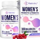 Probióticos vaginales para mujeres - 300 millones de millones CFUs 12 Strains Probióticos con Prebiótico, Extracto de Arándano Ecológico Probiótico para Mujeres Vaginales, Orinarias, Digestivas, Gut, Salud Inmunitaria, 60 cápsulas
