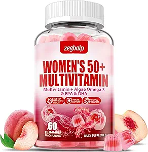 Sugar-Free Womens Multivitamin 50 Plus Gummies with Calcium, Magnesium, Zinc, Vitamin A, C, D3, E, K2, B Complex, Folate, Biotin - Multi Vitamins & Minerals for Skin, Energy, Immune Support