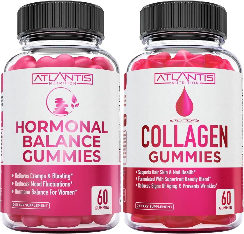 Atlantis Nutrición Saldo hormonal PMS Alivio 60 Gummies + Collagen 60 Gummies