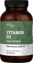 Vitamina Vegana D3 5000 iu Suplemento - Suplementos Puro, de alta potencia para la salud inmune &amp; huesos fuertes Soporte - Vitamina D 5000 iu - 120 cápsulas, suministro de 4 meses