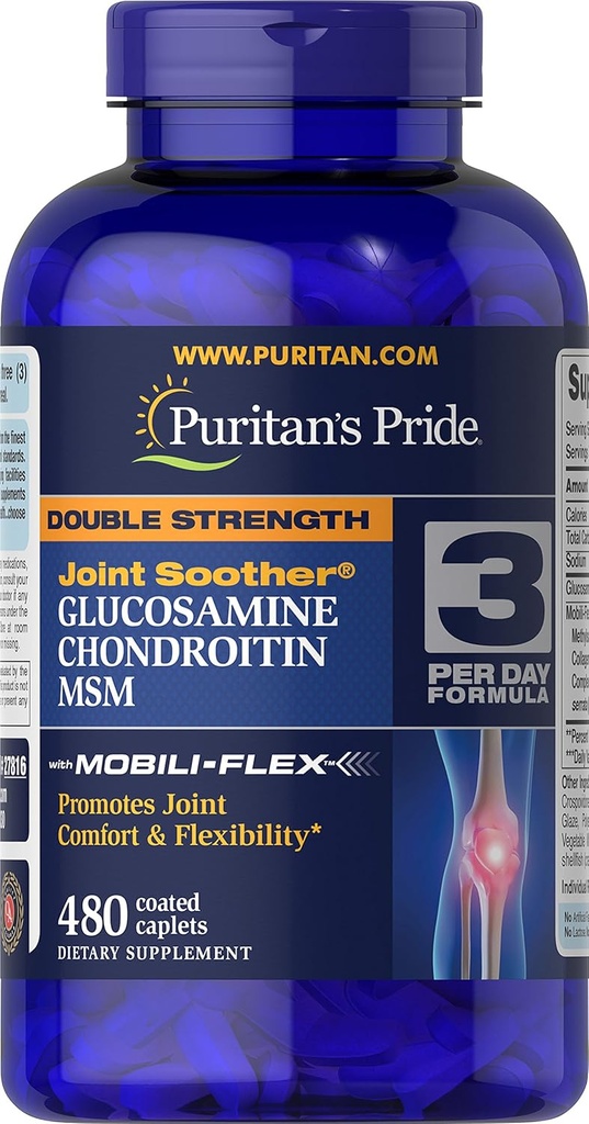 Puritan's Pride Glucosamine, Chondroitin &amp; MSM Capsules, 3 Por Day Formula
