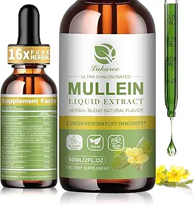 Mullein Drops for Lungs, Lung Detox & Cleanse, Vegan Mullein Leaf Extract Tincture with Chlorophyll Elderberry, etc, Natural Herbal Supplement for Respiratory, Immune, 30 Servings