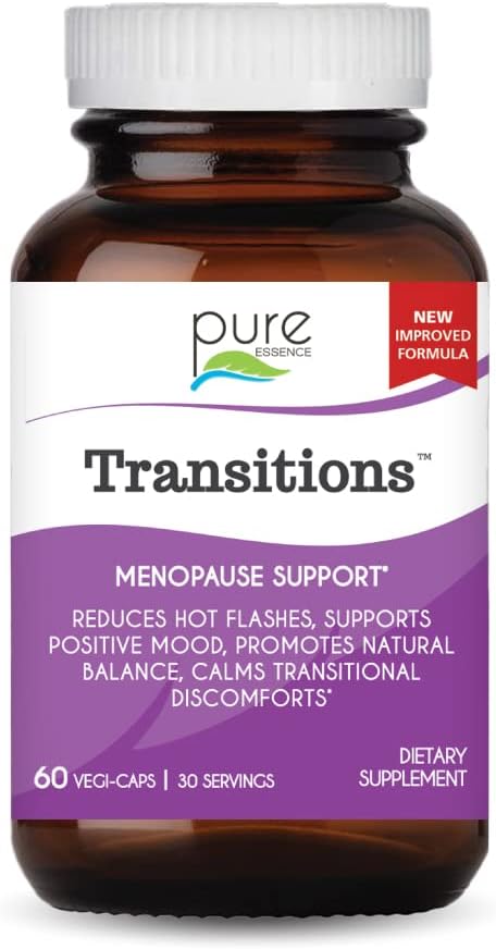 Laboratorios de Esencia Pura Transiciones Vitaminas para Mujeres, Alivio de la Menopausa Natural Complemento para Promover Equilibrio de Hormonas, Reducir Flashes Calientes, Mood Swings & Night Sweats, 60 cápsulas