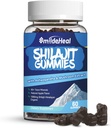 Shilajit Gummies 1000 MG, Suplemento Shilajit Orgánico, 85+ Trace Minerals, con Ashwagandha, Mushroom - Energía, Cerebro, Apoyo Inmunitario, para Hombres y Mujeres - 60 Conde