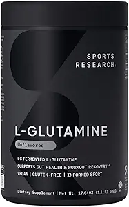 Sports Research L-Glutamine - Workout Recovery, Immune Health & Gut Health Support - 5 G Por Serving - 17.64 Oz