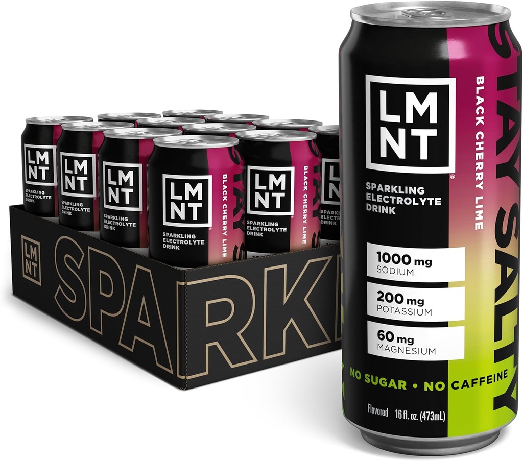 Bebida LMNT Sparkling Electrolyte Drink - Black Cherry Lime