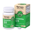 Renzo's Dynamite Vitamin D3, Dissolving Kids Vitamin D3, 60 Sugar-Free Melty Tabs, Lil’ Green Apple Flavored