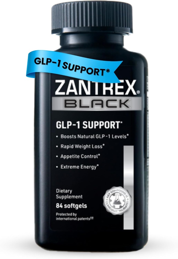 Zantrex Black – Naturalmente Boost GLP-1 &amp; Metabolism Support ← Appetite Suppressant, Thermogenic Energy, Weight Pérdida Fórmula ANTE 84 Píldoras