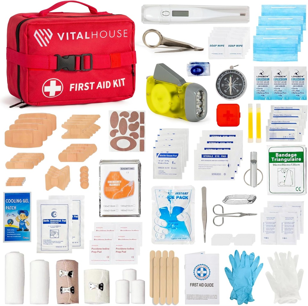 346 Piece First Aid Kit Supervivencia - Professional Waterproof Trauma Medical Kit for Emergency, Ideal para el hogar, oficina, coche, viaje, al aire libre, senderismo - Bolsa de suministros de emergencia portátil
