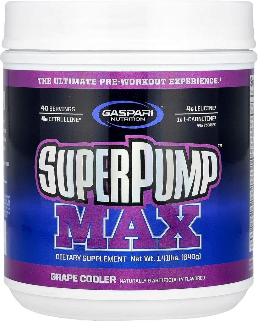 Gaspari Nutrition SuperPump Max, Grape Cooler, 1,41 libras (640 g)