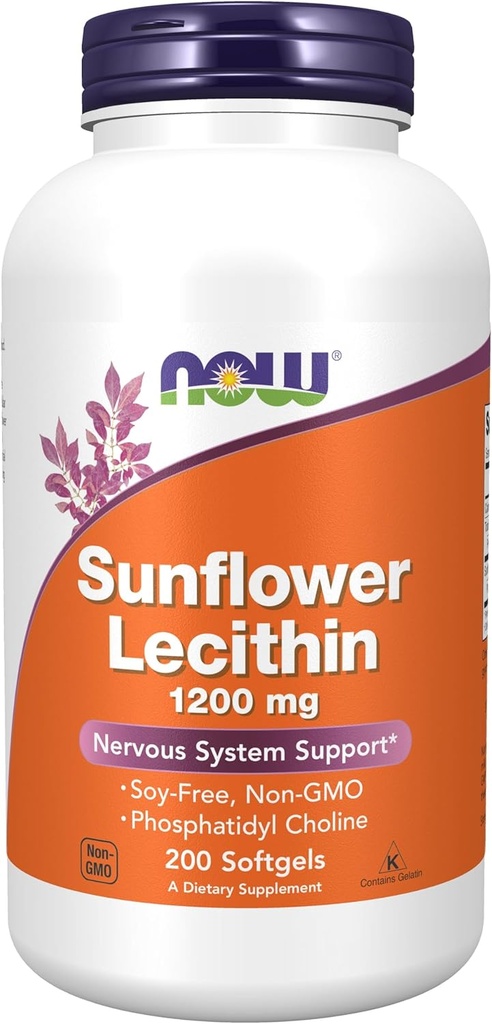 Ahora Foods Sunflower Lecithin - Phosphatidyl Choline - 1,200 MG (200 Softgels)