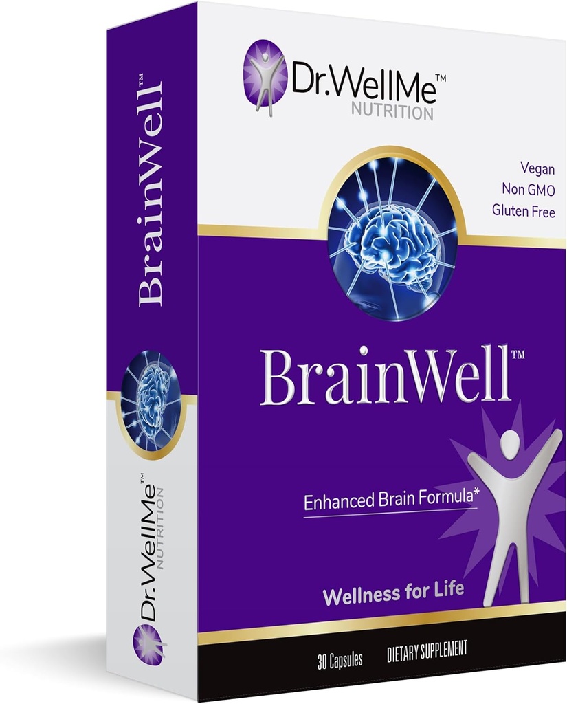 Dr.WellMe- Nootropic Brain Booster Suplemento con Turmeric " Ginkgo Biloba para Hombres " – L-Theanine, Vitamina D3 para mejorar la memoria, Focus " Cognitive Health – Vegan Capsules (30 Conde)