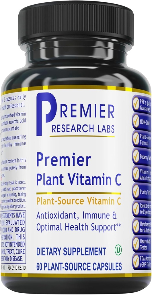 Laboratorios de Investigación Primaria Suplemento de Vitamina C - Vitamina Natural C, Complejo C Integral de Alimentos, Complejo C Esencial, Puro con Bioflavonoides &amp; Ingredientes Orgánicos - 60 cápsulas vegetarianas