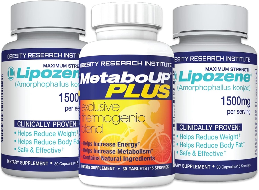 Lipozene Weight Píldoras 2 Botellas con 30 Cápsulas Junto con un 30 Conde Bottle MetaboUp Plus