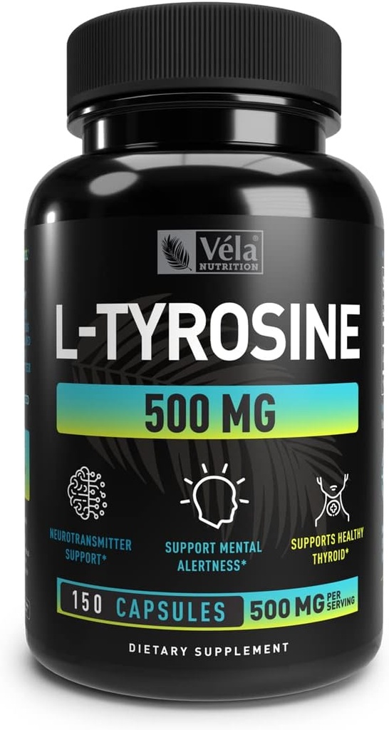 L-Tyrosine Capsules Silencio 500mg per Serving Silencio Neurotransmisor Soporte, Alerta mental Soporte Silencio No GMO, GMP Certified, 3rd Party Tested Silencio 150 Conde