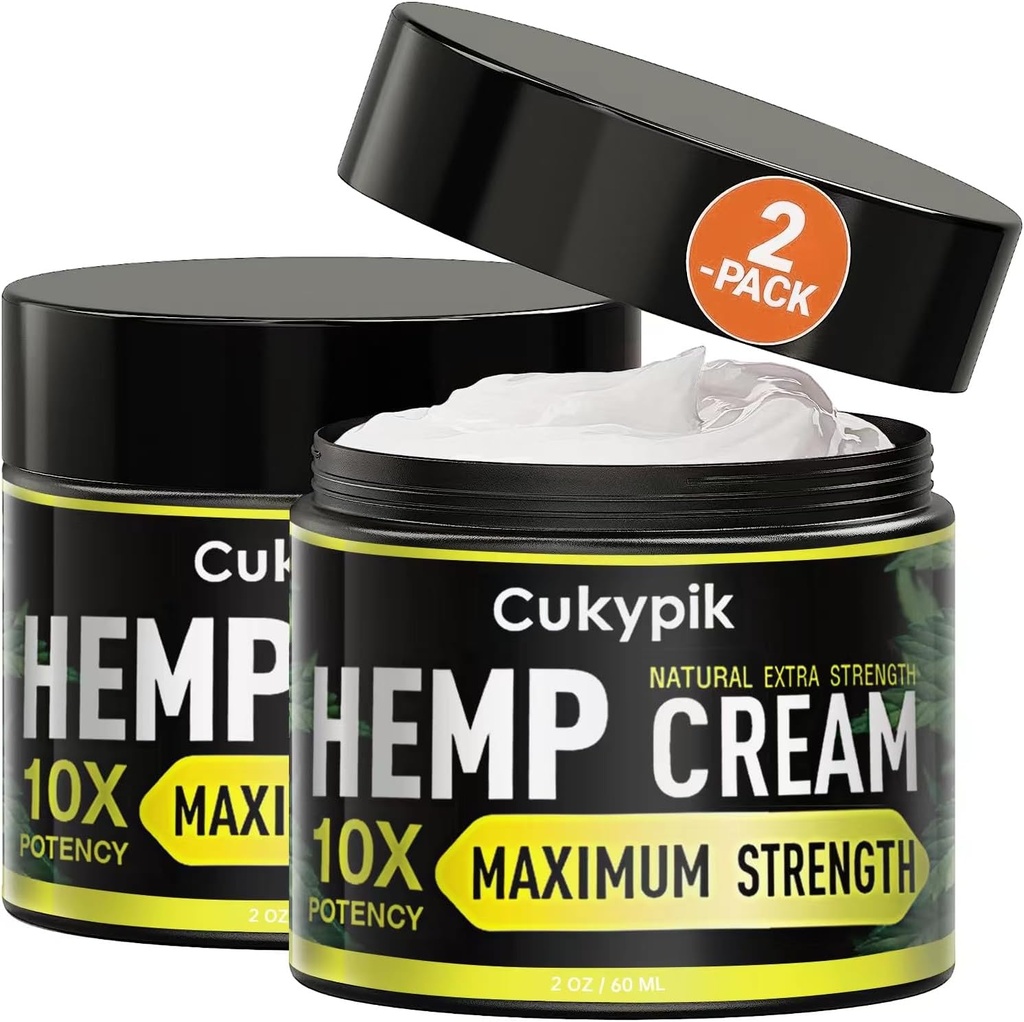 2 Pack Hemp Crema Máxima Fuerza - Hemp Oil &amp; Arnica Cream,All Natural Instant Menthol 2oz