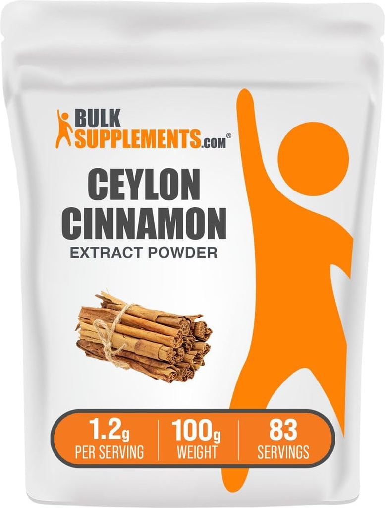 BulkSupplements.com Extract Powder de corte de canela de canela de canela - Suplemento de canela de Ceilán, Suplemento Herbal - Vegan & Gluten Gratis, 1.2g por Serving, 100g (3.5 oz) (Pack of 1)