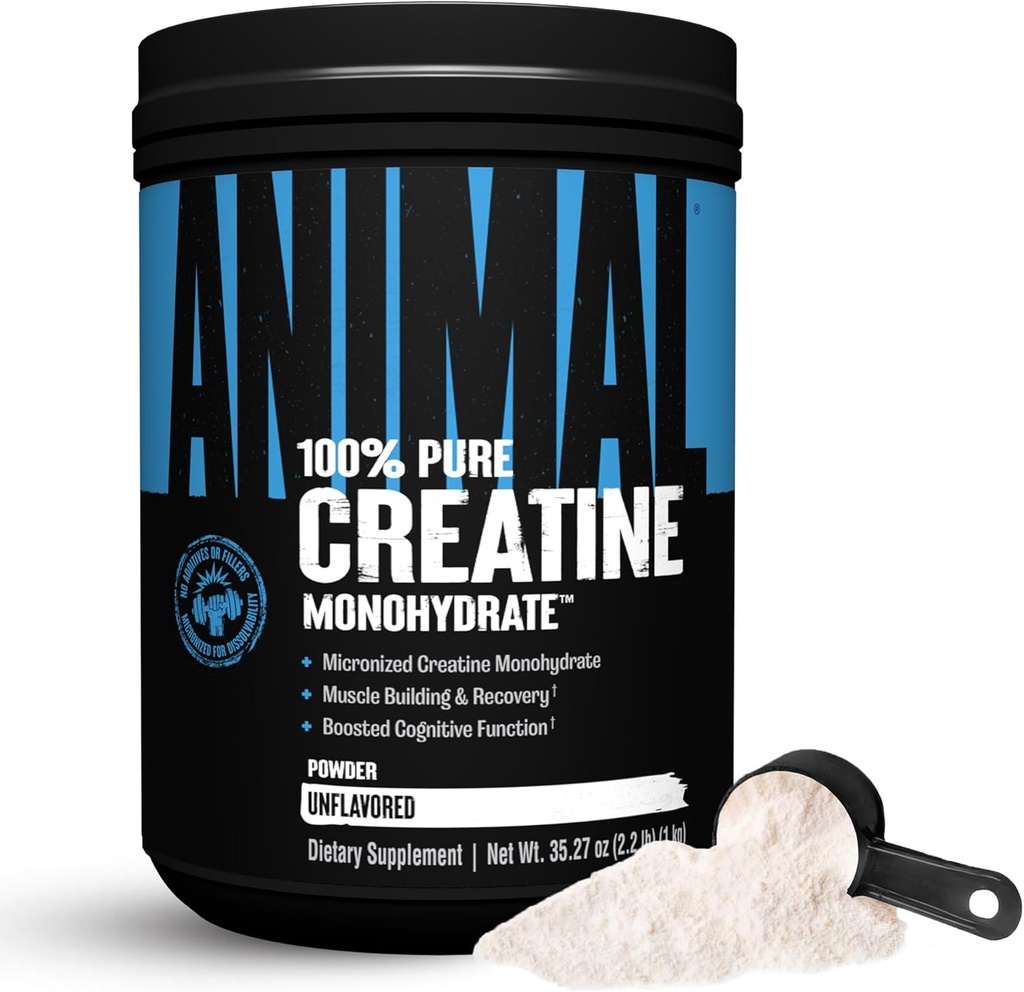 Cretino de Monohidratos de Animales - Cretina Micronizada para Mujeres y Hombres, apoya el crecimiento muscular, fuerza, resistencia, recuperación y producción de ATP, suplementos de gimnasio y entrenamiento - Desflavorado, 1kg