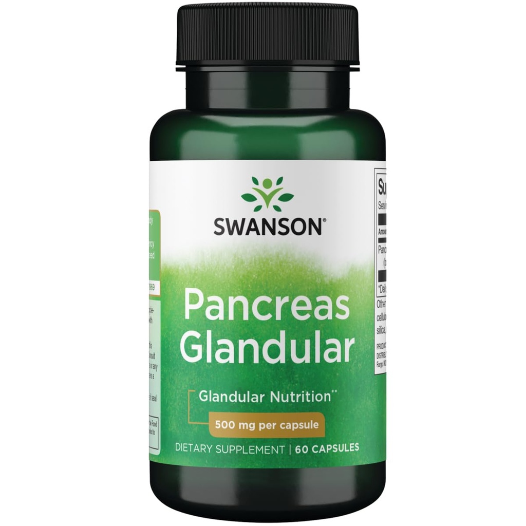 Swanson Raw Pancreas Glandular 500 Milligrams 60 cápsulas