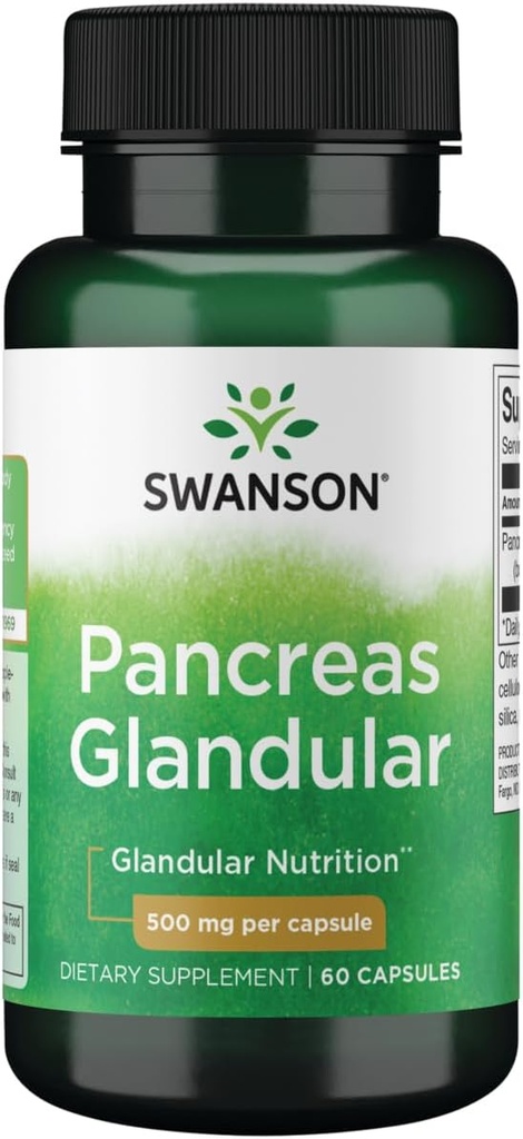 Swanson Raw Pancreas Glandular 500 Milligrams 60 cápsulas