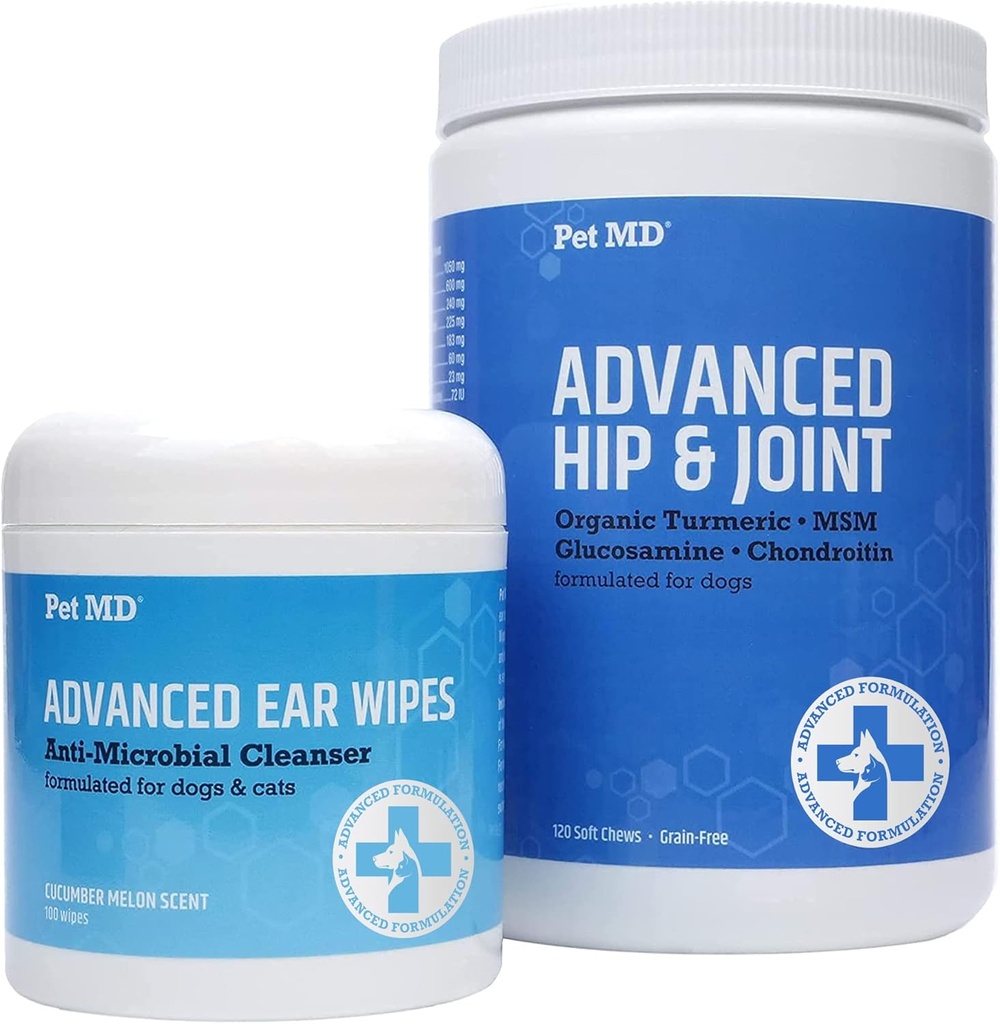 Pet MD Advanced Ear Wipes + Advanced Hip &amp; Joint
