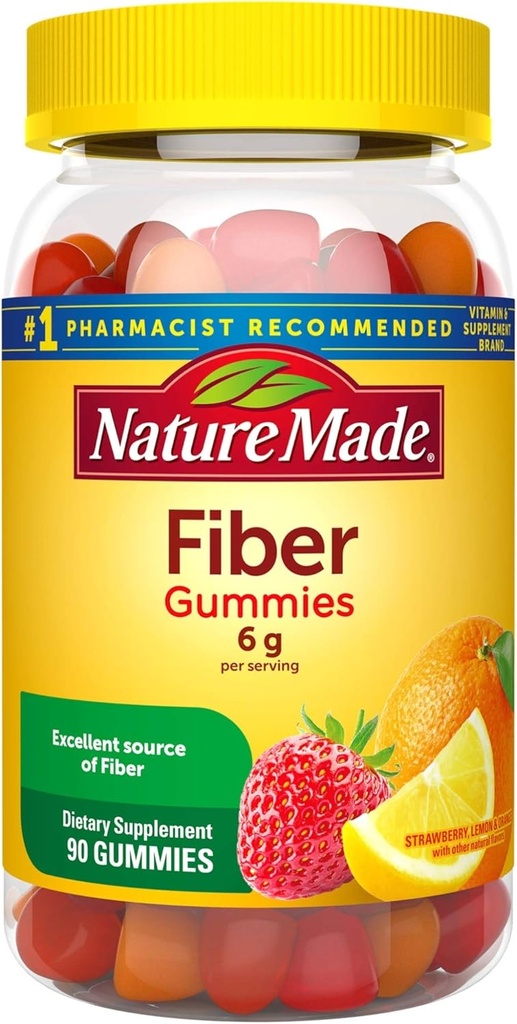 Fibra hecha de la naturaleza 6 g, Suplemento dietético para el apoyo a la salud digestiva, 90 Gummies de fibra, 30 Day Supply